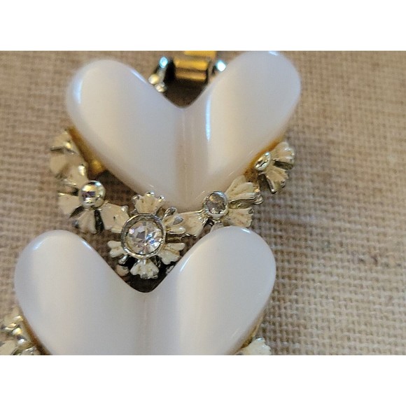 Vintage BSK Heart Shaped Moon Glow Thermoset Rhinestone  Bracelet Missing Stones - Picture 10 of 16
